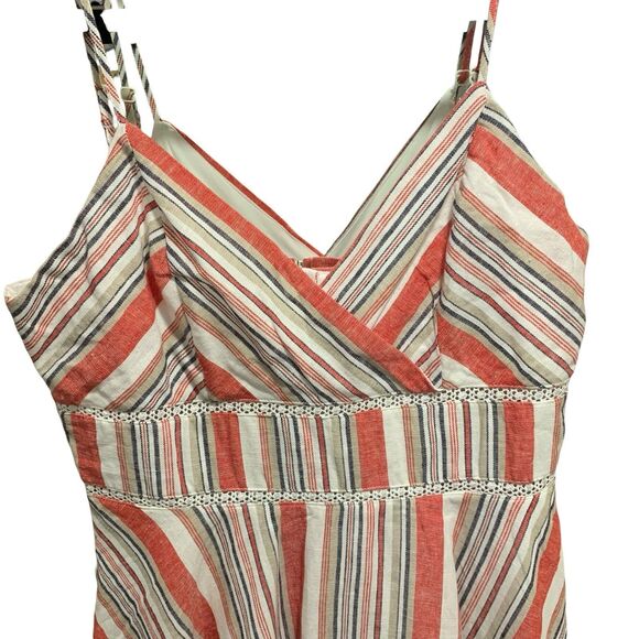 Francescas Blue Rain Linen Cotton Sleeveless V Neck Dress M Vacation Cruise NWT - Picture 3 of 8